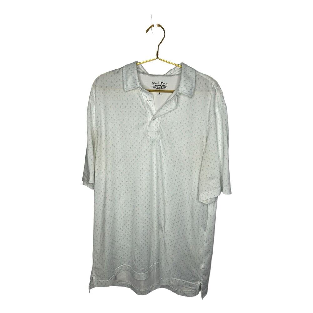 Straight Down Shirt Men’s L Martini Glass All Over Print Performance‎ Golf Polo